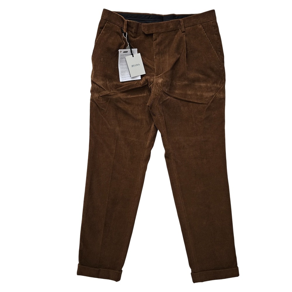 Ermenegildo Zegna Mens 50R Brown Corduroy One Pleat Dress Pants Trousers (34x30)